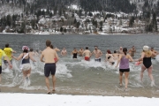 The sprint into Kootenay Lake was for a brief dip.