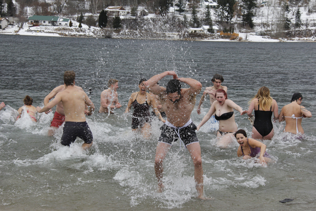 When in Nelson, why not jump into Kootenay Lake at the Rhythm Ropers Polar Bear Dip