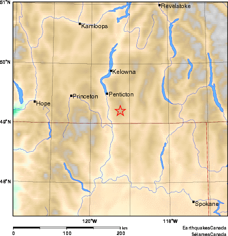 Earthquake near Oliver over weekend