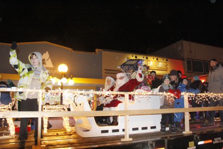 Santa's sleigh was positions on the Western Auto Wreckers and Towing trailer.