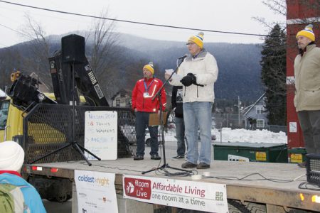 Kootenay Columbia MP Wayne Stetski was one of the speakers during the opening ceremonies at Saturday's Coldest Night of the Year Walk. â€” Bruce Fuhr photos, The Nelson Daily