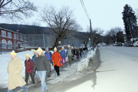 The walkers set out from the former Central School parking lot on the two, five or 10 kilometer walks.
