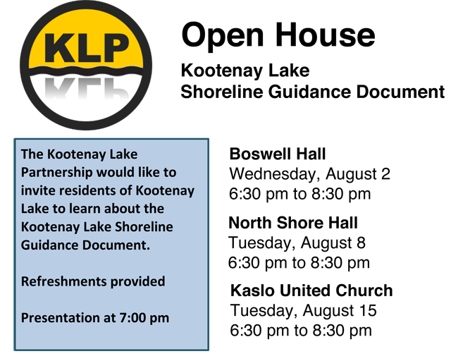 Kootenay Lake Partnership invites public to attend Kootenay Lake Shoreline Guidance Document open houses
