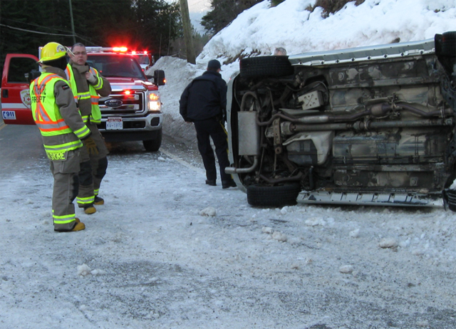 Icy roads blamed for single-vehicle accident Tuesday on Highway 3A