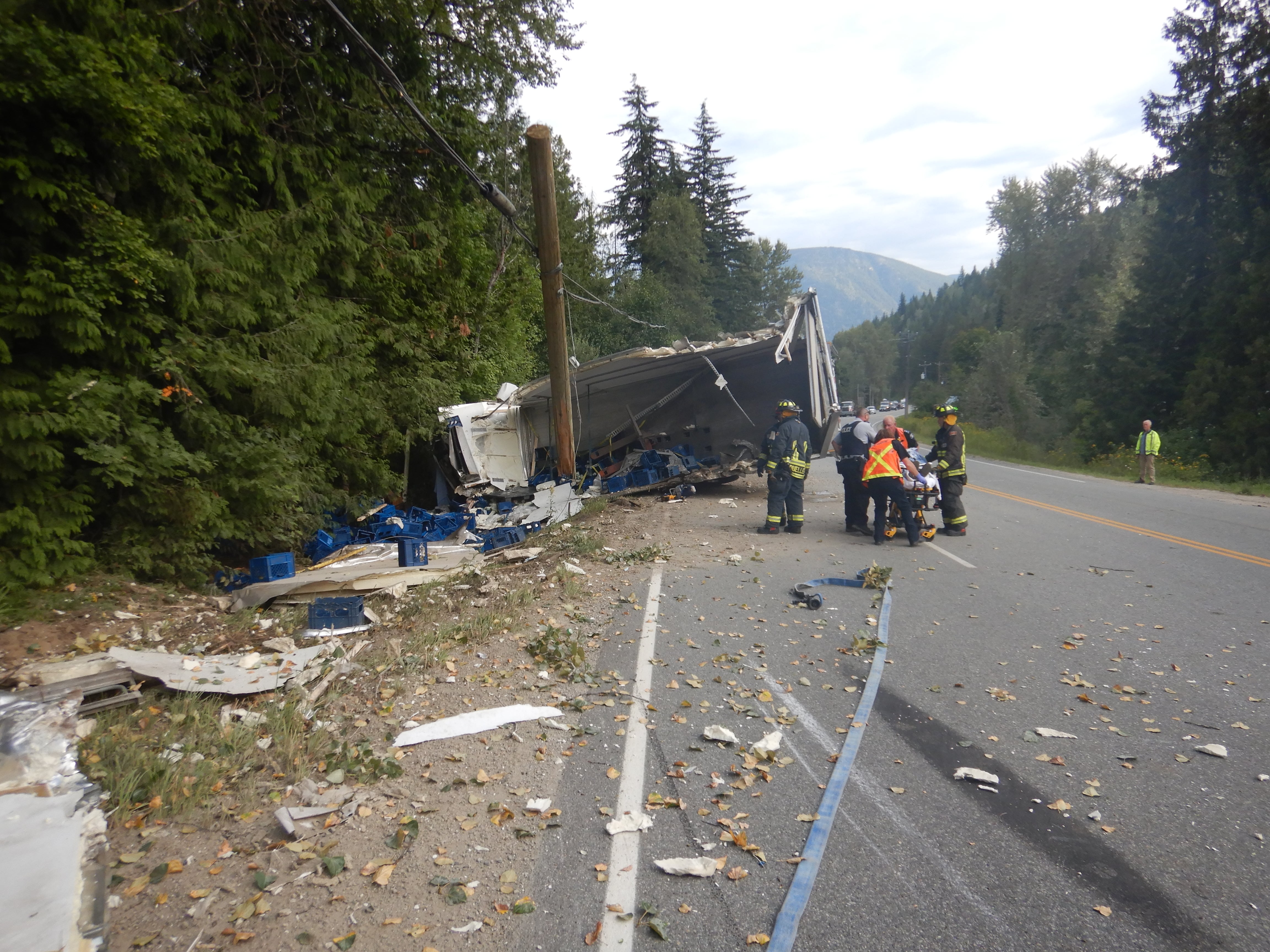 Truck carrying milk crashes south of Nelson
