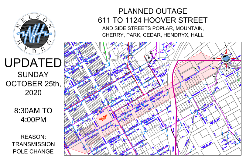 Planned Power Outage for 611—1124 Hoover & Side Streets