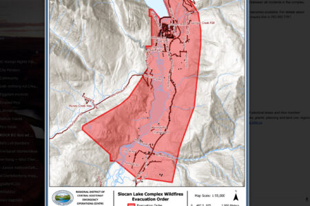 Slocan Lake Complex wildfire prompts Evacuation Order for Village of Slocan, surrounding areas including west side of Slocan Lake