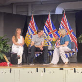 BC Premier David Eby answers questions at Town Hall in Nelson