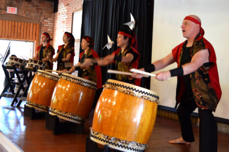 Taiko drumming group Yamabiko Taiko performing at Capitol Theatre